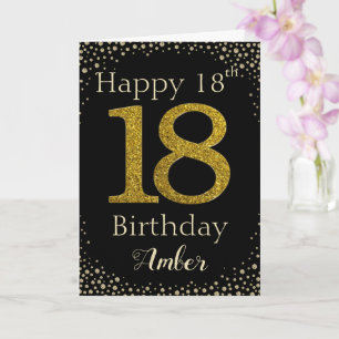 18e verjaardag Golden Glitter Kaart