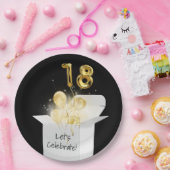 18e verjaardag goudballonnen in witte doos papieren bordje (Feest)