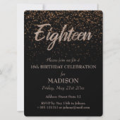 18e verjaardag Gouden Glitter Kaart (Voorkant)