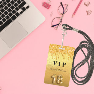 18e verjaardag gouden glitters glinsterend metaala badge