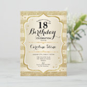 18e verjaardag - gouduitnodiging kaart (Staand voorkant)