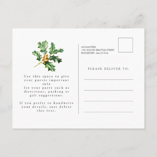 18e Verjaardag Holly December Geboortemaand Bloem\ Uitnodiging Briefkaart (Achterkant)