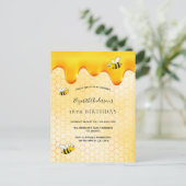 18e verjaardag hommel honingraat uitnodiging (Staand voorkant)
