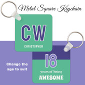 18e verjaardag initialen groen paarse sleutelhanger