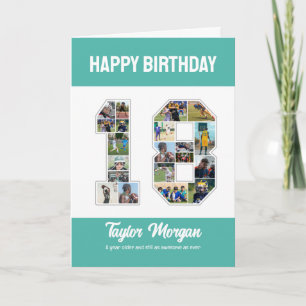 18e verjaardag Jubileum nummer 18 fotocollage Kaart
