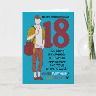 18e verjaardag Kaart, leuk en trendy, Humor Kaart