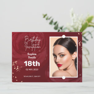 18e verjaardag Kaart uitnodiging Champagne Red