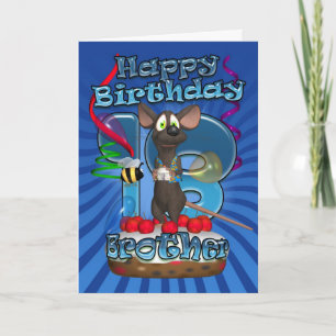 18e Verjaardag Kaart voor Brother - Funky Mouse op