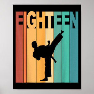 18e verjaardag Karate Taekwondo Thema 18 jaar oud Poster