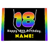 18e verjaardag: kleurrijke regenboog # 18, Naam va Groot Cadeauzakje (Voorkant)