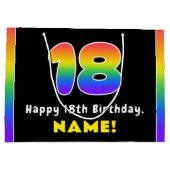 18e verjaardag: kleurrijke regenboog # 18, Naam va Groot Cadeauzakje (Achterkant)