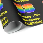 18e verjaardag: Leuke, kleurrijke regenboog geïnsp Cadeaupapier (Rol Hoek)