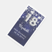 18e verjaardag marineblauwe zilveren sterren servet (Hoek)