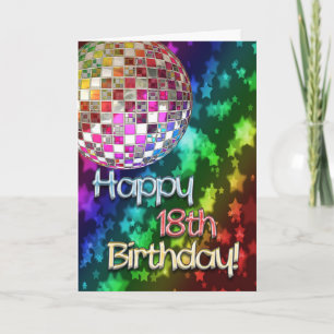 18e verjaardag met discobal en regenboog van sterr kaart