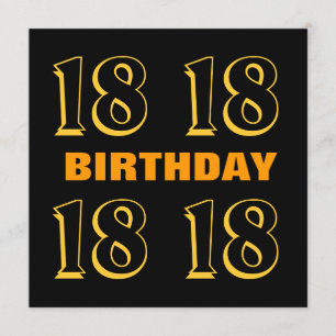 18e verjaardag Modern Gold en Black W1016 Kaart