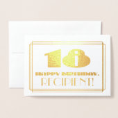 18e verjaardag; naam + Art Deco geïnspireerd look Folie Kaarten (Voorkant met envelop)