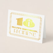 18e verjaardag; naam + Art Deco geïnspireerd look Folie Kaarten (Voorkant)