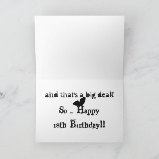 18e verjaardag, nichtje, vlinder, zwart en wit. kaart (Binnen)