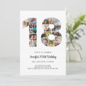 18e verjaardag nummer 18 aangepaste fotocollage kaart (Staand voorkant)