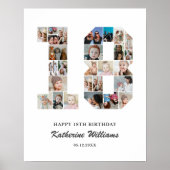 18e verjaardag nummer 18 aangepaste fotocollage poster (Voorkant)