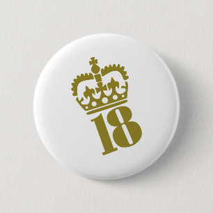 18e verjaardag - nummer - achttien ronde button 5,7 cm