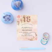 18e verjaardag pampas gras roos budgetuitnodiging flyer (Enkel)