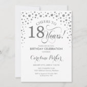 18e verjaardag Party uitnodiging - Zilver Wit (Voorkant)