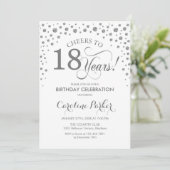 18e verjaardag Party uitnodiging - Zilver Wit (Staand voorkant)
