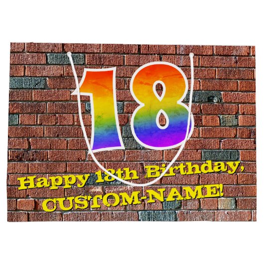 18e verjaardag: Plezier, op graffiti geïnspireerde Groot Cadeauzakje (Achterkant)