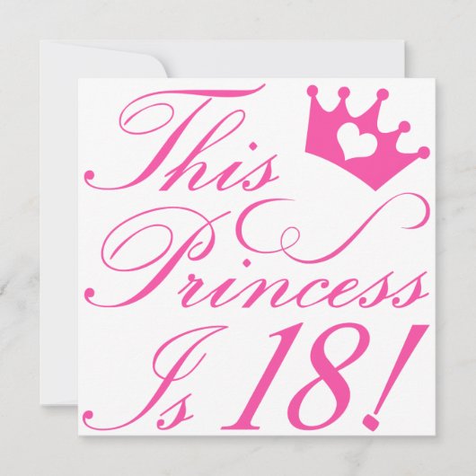 18e verjaardag prinses kaart (Voorkant)