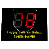 18e verjaardag: Rode digitale klokstijl "18" + naa Groot Cadeauzakje (Voorkant)