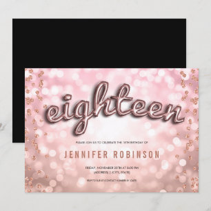 18e verjaardag Roos Gold Blush ballons Glitter Kaart