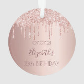 18e Verjaardag roos Gold Blush Pink Druppels Ornament (achterkant)
