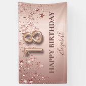 18e verjaardag roos gouden roze sterren ballonschr spandoek (Verticaal)