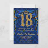 18e verjaardag Royal Blue Gold Crown Kaart (Voorkant)