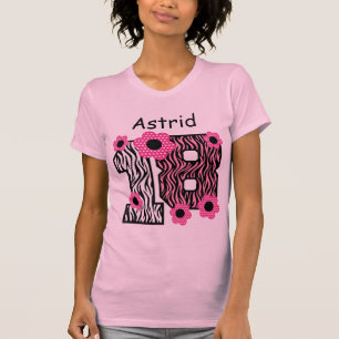 18e verjaardag Roze Zebra Aangepaste naam V025A4J T-shirt