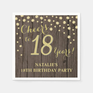 18e verjaardag Rustic en Gold Diamond Napkin Servet