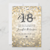 18e verjaardag Silver Glitter Lights Gold Kaart (Voorkant)
