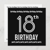 18e verjaardag Sjabloon Black White Kaart (Voorkant / Achterkant)