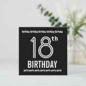 18e verjaardag Sjabloon Black White Kaart (Staand voorkant)