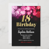18e verjaardag uitnodiging elegant glitter roze ro (Voorkant)