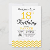 18e Verjaardag Uitnodiging Geel Chevron (Voorkant)