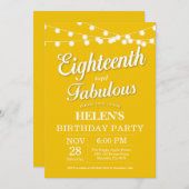 18e verjaardag uitnodiging geel fabulous (Voorkant / Achterkant)