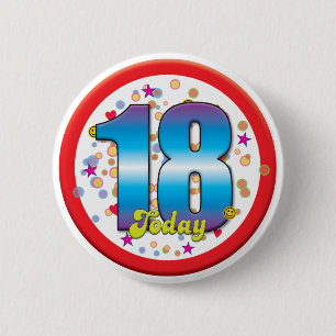 18e verjaardag vandaag v2 ronde button 5,7 cm