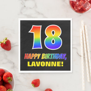 18e verjaardag: Vet, Vun, eenvoudig, regenboog 18 Servet