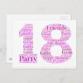 18e verjaardag viering Word Art Design Briefkaart (Voorkant / Achterkant)
