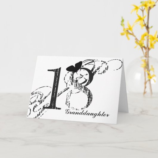 18e verjaardag voor kleindochter Butterfly. Kaart (Gele Bloem)