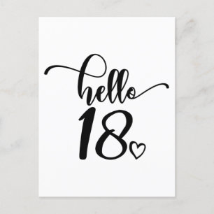18e verjaardag Vrouwen Hallo 18 Schattig 18 Jaar o Briefkaart