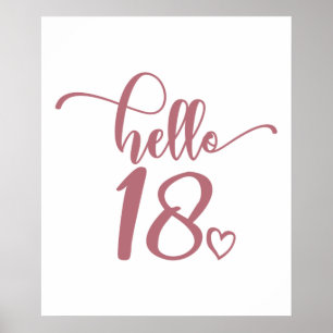 18e verjaardag Vrouwen Hallo 18 stuks 18 jaar oud Poster