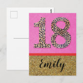 18e - Verjaardag wenst kaart mode meisje glitter (Voorkant / Achterkant)